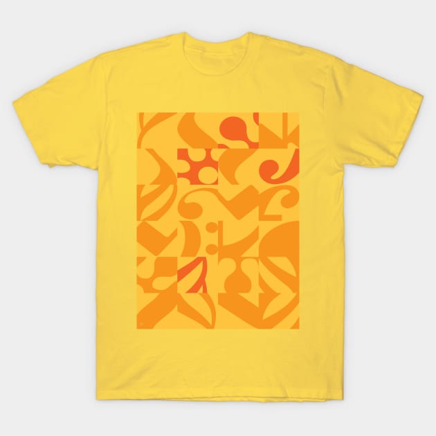 Musical Notes Orange Yellow Pattern T-Shirt by Dez53